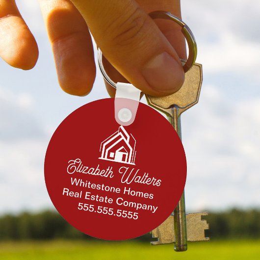 Red Real Estate Company Customized Realtor Sleutelhanger