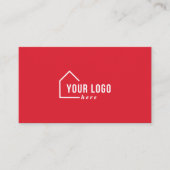 Red Real Estate Logo Foto QR Code Visitekaartje (Voorkant)