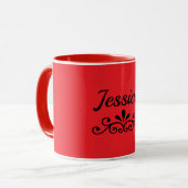Red-red mug template, black flourish, (Devant gauche)