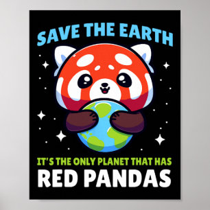 Red Red Panda Design - Funny Animal Earth D Poster
