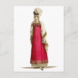 Red Regency Dress, Mode Tekening 1800's Briefkaart