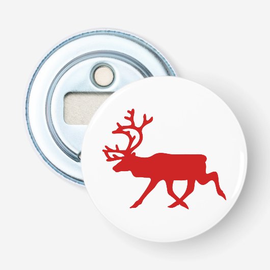 Red Reindeer/Cariou Silhouette Button Flesopener (Voorkant)