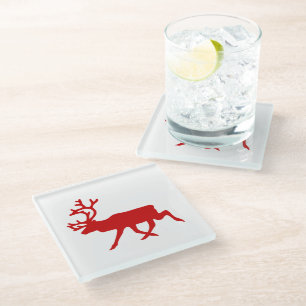 Red Reindeer/Cariou Silhouette Glazen Onderzetter