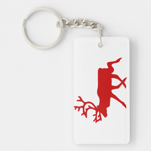 Red Reindeer/Cariou Silhouette Sleutelhanger (Voorkant)