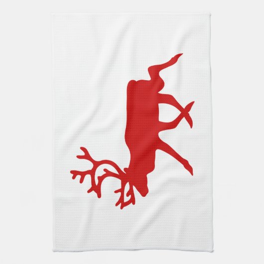 Red Reindeer/Cariou Silhouette Theedoek (Verticaal)