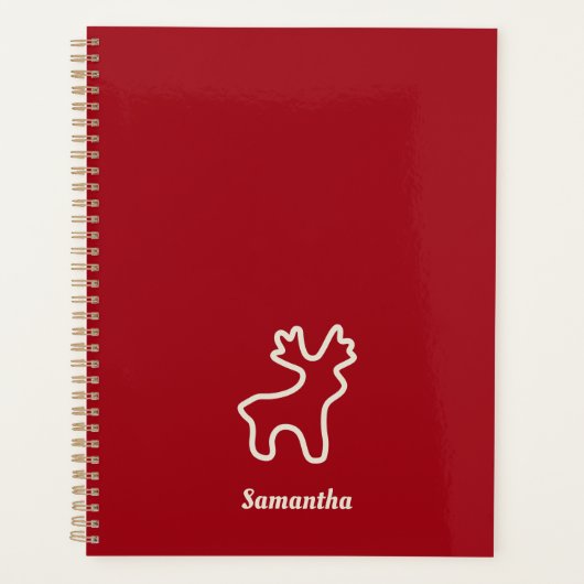 Red Reindeer Contour Personalized Name (Devant)