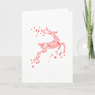 Red Reindeer, Fröhliche Weihnachten! Feestdagen Kaart