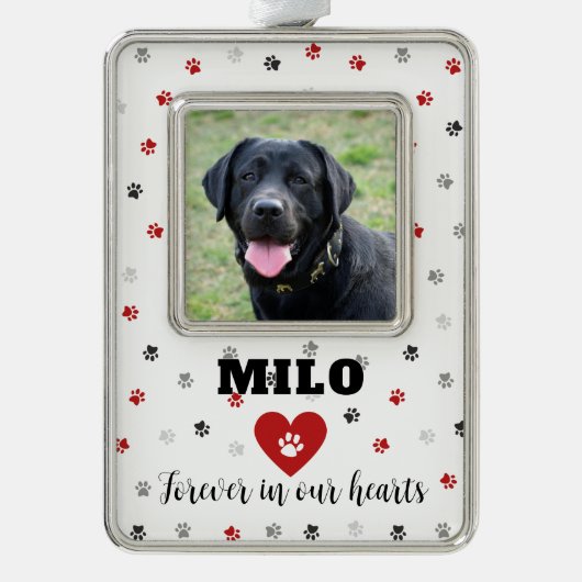 Red Remembrance Pet Loss Dog Foto Ornament (Voorkant)
