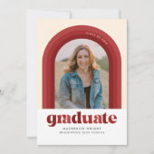 Red Retro Arch Faire-part de graduation (Devant)