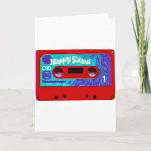 Red Retro Audio Cassette Tape Feestdagen Kaart