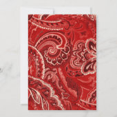Red Retro Bandanna Paisley Faire-part de mariage (Dos)