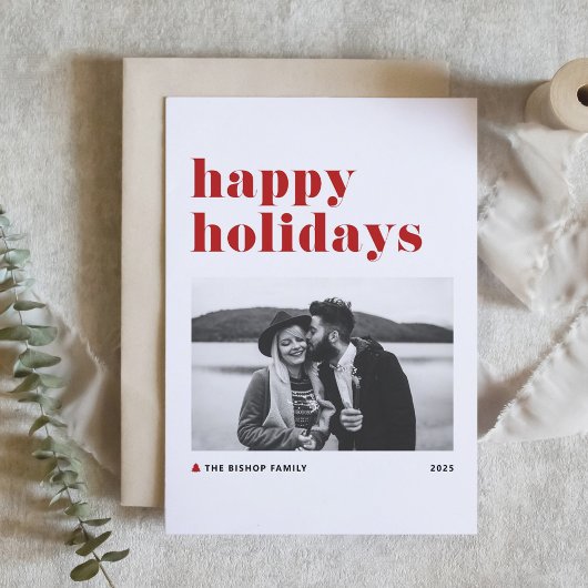 Red Retro Bold Typografie Foto Prettige feestdagen