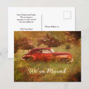  Red Retro Car Antiek Rustisch Nieuw startpunt Briefkaart