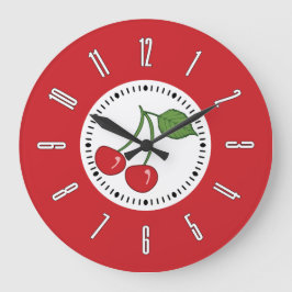 Red Retro Cherry Grote Klok