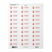Red Retro Christmas Ornament Monogram Etiket (Full Sheet)