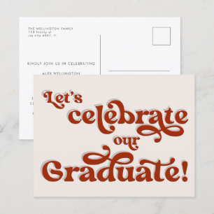 Red Retro Geïnspireerde Typografie Graduation Part Briefkaart