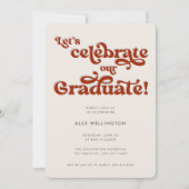 Red Retro Geïnspireerde Typografie Graduation Part Kaart (Voorkant)