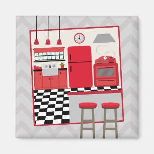 Red Retro Kitchen Magnet Magneet