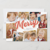 Red Retro Merry Collage Carte photo de vacances (Devant)