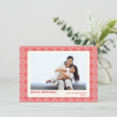 Red Retro Mid Century moderne Carte photo de vacan (Debout devant)