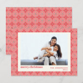 Red Retro Mid Century moderne Carte photo de vacan (Devant / Derrière)