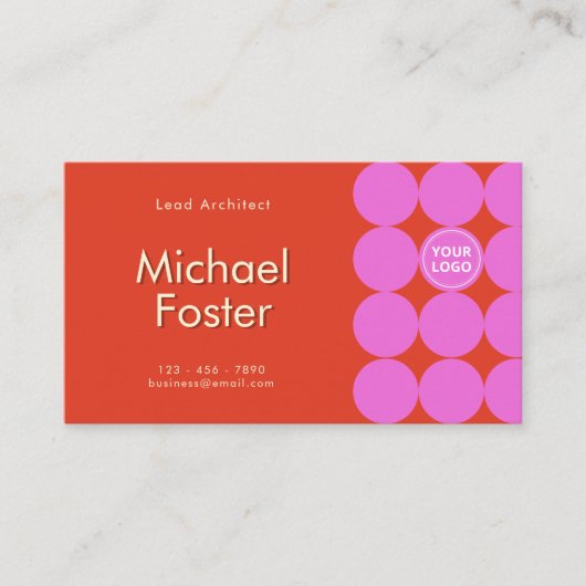 Red Retro Minimalist Scannable Arcode Visitekaartje (Voorkant)