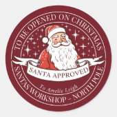 Red Retro Père Noël Cadeau Étiquette pôle Nord Ate (Devant)