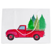 Red retro Pickup Truck with trees Groot Cadeauzakje (Voorkant)