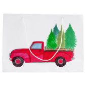 Red retro Pickup Truck with trees Groot Cadeauzakje (Achterkant)