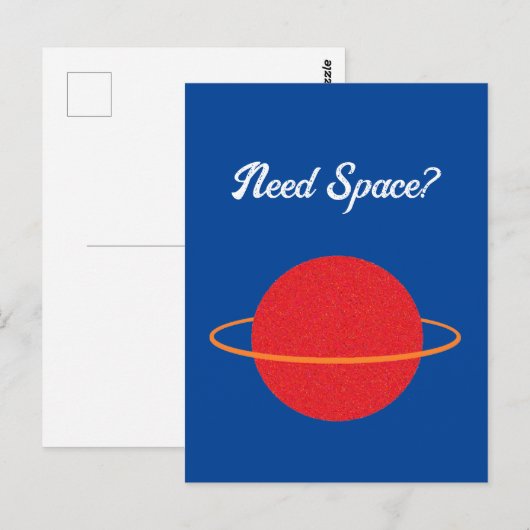 Red Retro Planet Classic Sci Fi Space Cartoon Briefkaart (Voorkant / Achterkant)