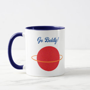 Red Retro Planet, klassieke Sci-Fi Space Cartoon Mok