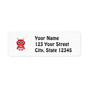 Red Retro Robot Etiket