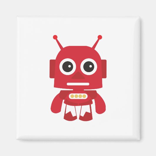 Red Retro Robot Magneet (Voorkant)