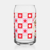 Red Retro Santa Claus Red Tartan Plaid Christmas Blikvorm Glas (Voorkant)