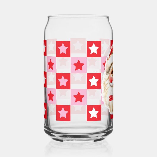 Red Retro Santa Claus Red Tartan Plaid Noël (Recto)