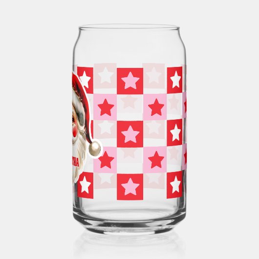 Red Retro Santa Claus Red Tartan Plaid Noël (Verso)