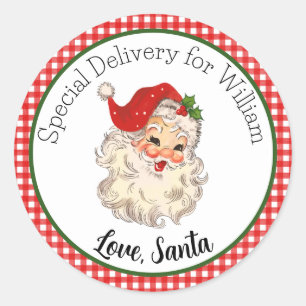 Red Retro Santa Special Delivery Gift Label