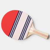 Red Retro Stripe Tafeltennisbatje (Zijkant)