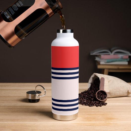 Red Retro Stripe Waterfles (Koffie)