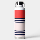 Red Retro Stripe Waterfles (Achterkant)