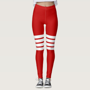 Red Retro Stripes Striped Pattern Leggings