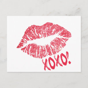 RED RETRO SUGAR LIPS XOXO BRIEFKAART