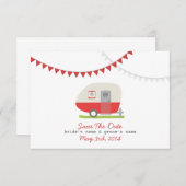 Red Retro Trailer & Wedding Save the Date (Voorkant / Achterkant)