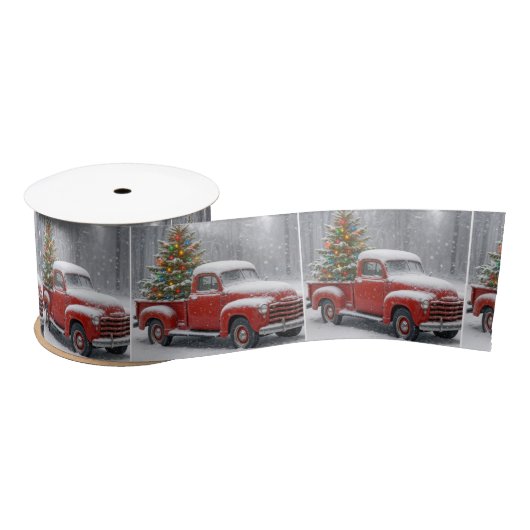 Red Retro Truck With Christmas Tree Lint (Spoel)