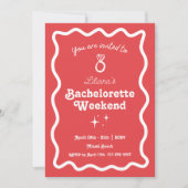Red Retro Wave Bachelorette Weekend Route Kaart (Voorkant)
