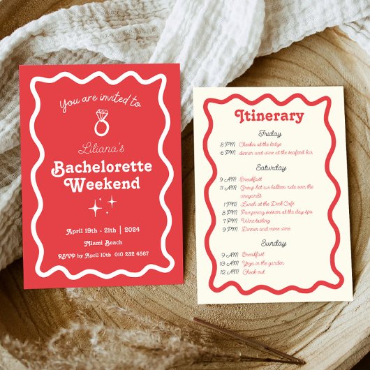 Red Retro Wave Bachelorette Weekend Route Kaart