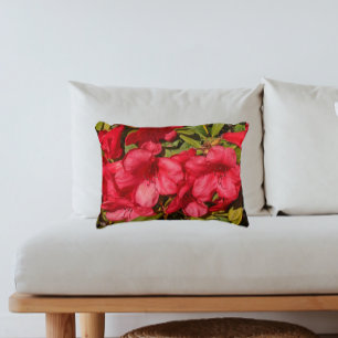 Red Rhododendron Blooms Floral Accent Kussen