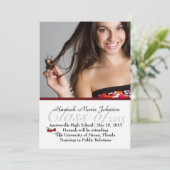 Red Ribbon Afstuderen Foto aankondiging (Staand voorkant)