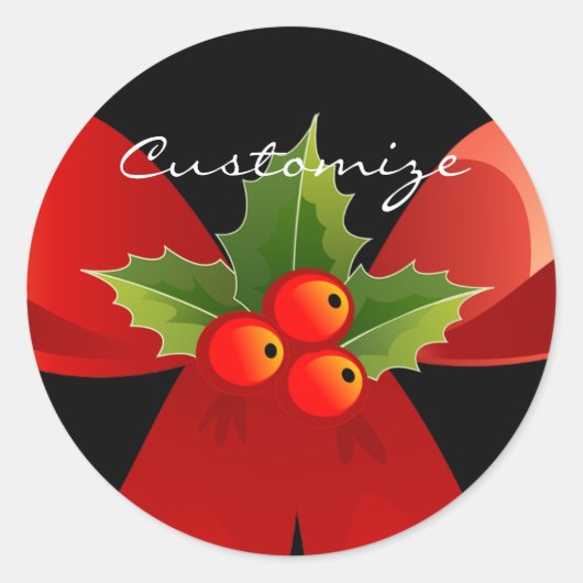 Red Ribbon Bow Holly Thunder_Cove Ronde Sticker (Voorkant)