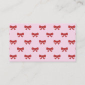 Red Ribbon Bow Pattern op Roze. Visitekaartje (Achterkant)